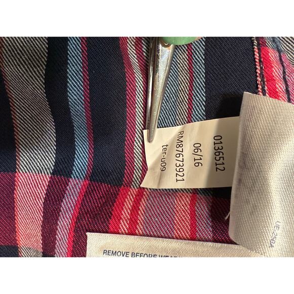 Tommy Hilfiger Tunic Blouse Button-Up Long Sleeve Women’s L Navy/Fuchsia/White - Picture 7 of 9